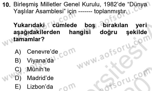 Sosyal Hizmet Mevzuatı Dersi 2024 - 2025 Yılı (Final) Dönem Sonu Sınav Soruları 10. Soru
