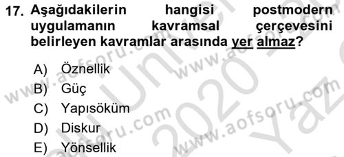 Sosyal Hizmet Kuram Ve Yaklaşımları Dersi 2020 - 2021 Yılı Yaz Okulu Sınav Soruları 17. Soru