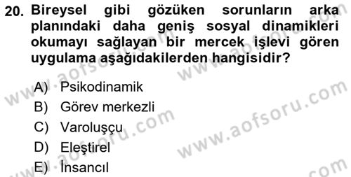 Sosyal Hizmet Kuram Ve Yaklaşımları Dersi 2020 - 2021 Yılı Yaz Okulu Sınav Soruları 20. Soru