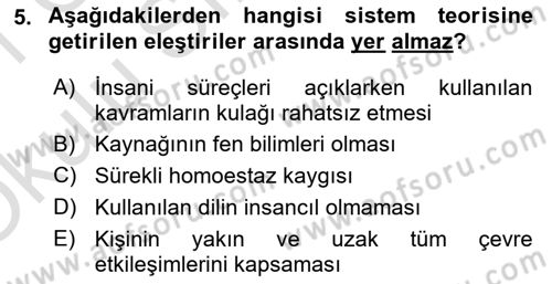 Sosyal Hizmet Kuram Ve Yaklaşımları Dersi 2020 - 2021 Yılı Yaz Okulu Sınav Soruları 5. Soru