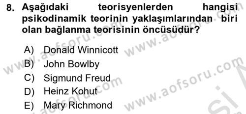 Sosyal Hizmet Kuram Ve Yaklaşımları Dersi 2020 - 2021 Yılı Yaz Okulu Sınav Soruları 8. Soru