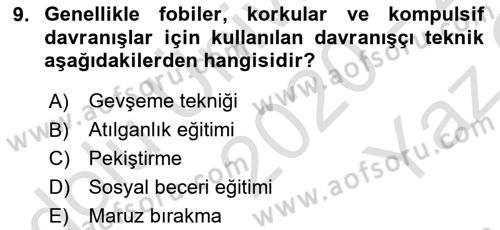Sosyal Hizmet Kuram Ve Yaklaşımları Dersi 2020 - 2021 Yılı Yaz Okulu Sınav Soruları 9. Soru