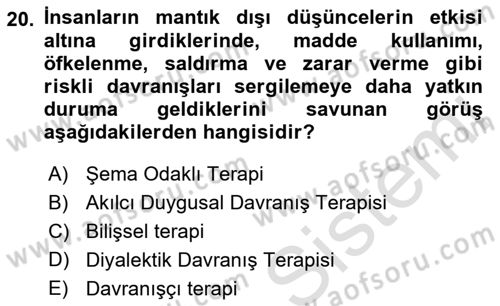 Sosyal Hizmet Kuram Ve Yaklaşımları Dersi Ara Sınavı Deneme Sınav Soruları 20. Soru