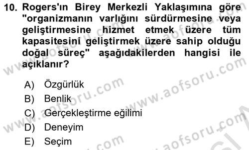 Sosyal Hizmet Kuram Ve Yaklaşımları Dersi 2021 - 2022 Yılı Yaz Okulu Sınav Soruları 10. Soru