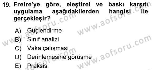 Sosyal Hizmet Kuram Ve Yaklaşımları Dersi 2021 - 2022 Yılı Yaz Okulu Sınav Soruları 19. Soru
