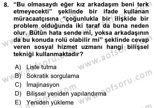 Sosyal Hizmet Kuram Ve Yaklaşımları Dersi 2021 - 2022 Yılı Yaz Okulu Sınavı 8. Soru