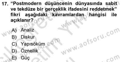 Sosyal Hizmet Kuram Ve Yaklaşımları Dersi 2022 - 2023 Yılı Yaz Okulu Sınav Soruları 17. Soru
