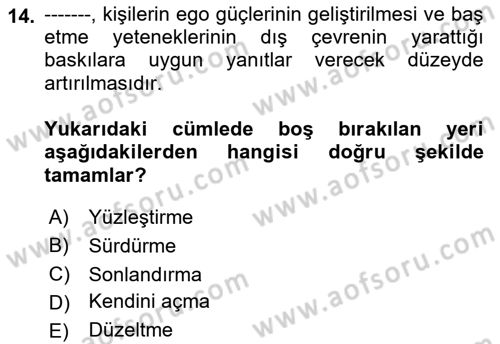 Sosyal Hizmet Kuram Ve Yaklaşımları Dersi Ara Sınavı Deneme Sınav Soruları 14. Soru