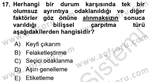 Sosyal Hizmet Kuram Ve Yaklaşımları Dersi 2023 - 2024 Yılı (Vize) Ara Sınav Soruları 17. Soru