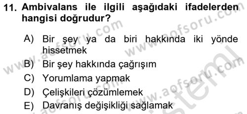 Sosyal Hizmet Kuram Ve Yaklaşımları Dersi 2023 - 2024 Yılı (Final) Dönem Sonu Sınav Soruları 11. Soru