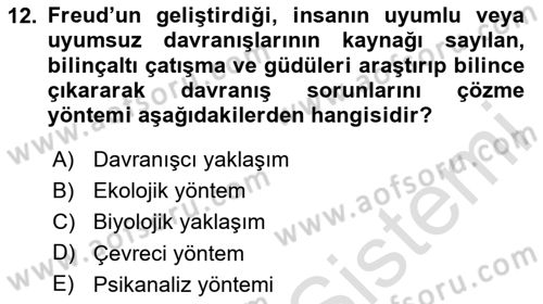 Sosyal Hizmet Kuram Ve Yaklaşımları Dersi 2024 - 2025 Yılı (Vize) Ara Sınav Soruları 12. Soru