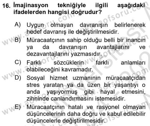 Sosyal Hizmet Kuram Ve Yaklaşımları Dersi 2024 - 2025 Yılı (Vize) Ara Sınav Soruları 16. Soru