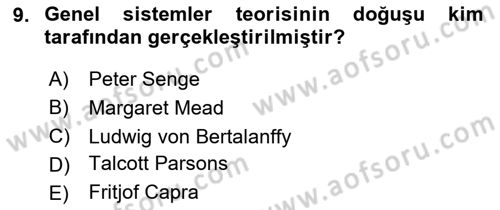 Sosyal Hizmet Kuram Ve Yaklaşımları Dersi 2024 - 2025 Yılı (Vize) Ara Sınav Soruları 9. Soru