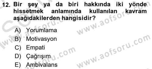 Sosyal Hizmet Kuram Ve Yaklaşımları Dersi 2024 - 2025 Yılı (Final) Dönem Sonu Sınav Soruları 12. Soru