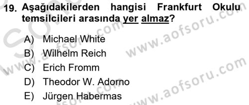 Sosyal Hizmet Kuram Ve Yaklaşımları Dersi 2024 - 2025 Yılı (Final) Dönem Sonu Sınav Soruları 19. Soru