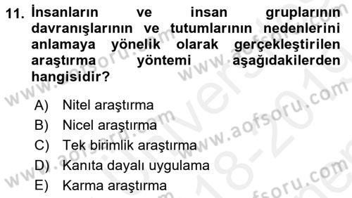Sosyal Hizmet Kuramları 2 Dersi 2018 - 2019 Yılı (Final) Dönem Sonu Sınav Soruları 11. Soru