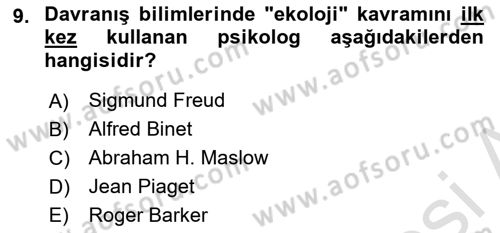 Bireylerle Sosyal Hizmet Dersi 2021 - 2022 Yılı (Vize) Ara Sınav Soruları 9. Soru