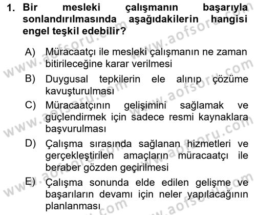 Bireylerle Sosyal Hizmet Dersi 2022 - 2023 Yılı Yaz Okulu Sınav Soruları 1. Soru