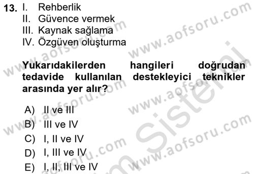 Bireylerle Sosyal Hizmet Dersi 2022 - 2023 Yılı Yaz Okulu Sınav Soruları 13. Soru