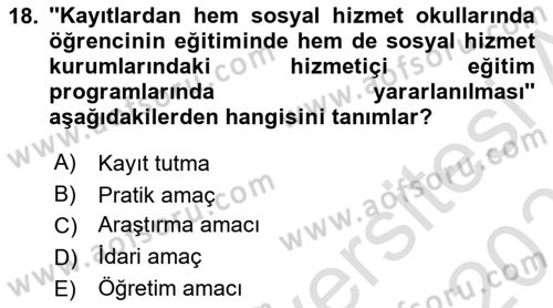 Bireylerle Sosyal Hizmet Dersi 2022 - 2023 Yılı Yaz Okulu Sınav Soruları 18. Soru