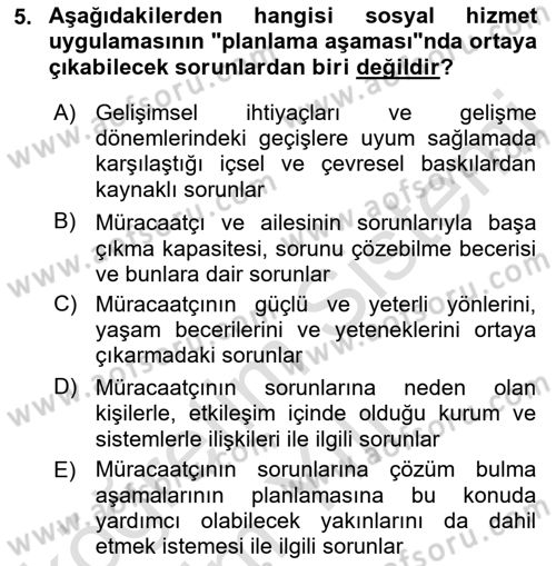 Bireylerle Sosyal Hizmet Dersi 2022 - 2023 Yılı Yaz Okulu Sınav Soruları 5. Soru