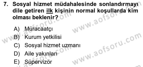 Bireylerle Sosyal Hizmet Dersi 2022 - 2023 Yılı Yaz Okulu Sınav Soruları 7. Soru