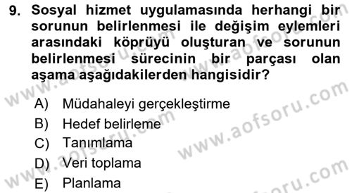 Bireylerle Sosyal Hizmet Dersi 2022 - 2023 Yılı Yaz Okulu Sınav Soruları 9. Soru