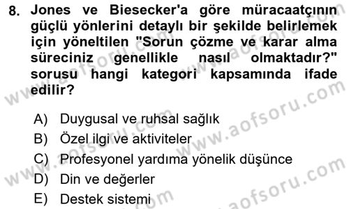 Bireylerle Sosyal Hizmet Dersi 2024 - 2025 Yılı (Vize) Ara Sınav Soruları 8. Soru
