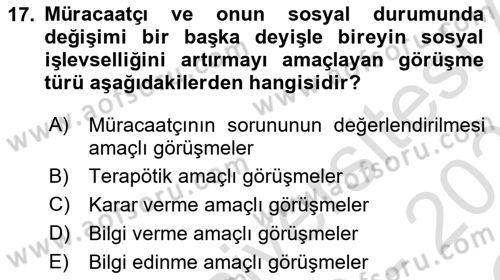 Sosyal Hizmette Kayıt Tutma Ve Rapor Yazma Dersi 2020 - 2021 Yılı Yaz Okulu Sınav Soruları 17. Soru