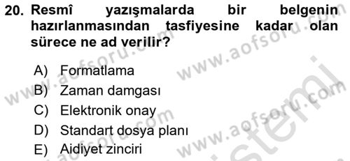 Sosyal Hizmette Kayıt Tutma Ve Rapor Yazma Dersi 2021 - 2022 Yılı (Vize) Ara Sınav Soruları 20. Soru