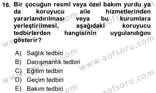 Sosyal Hizmette Kayıt Tutma Ve Rapor Yazma Dersi 2021 - 2022 Yılı (Final) Dönem Sonu Sınav Soruları 16. Soru