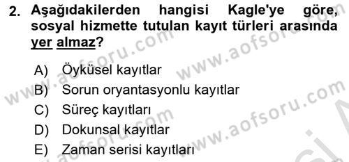 Sosyal Hizmette Kayıt Tutma Ve Rapor Yazma Dersi 2021 - 2022 Yılı (Final) Dönem Sonu Sınav Soruları 2. Soru