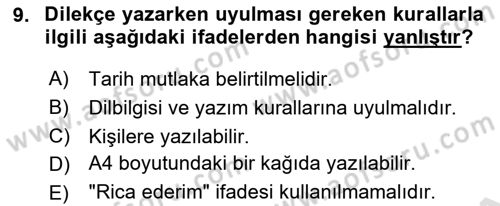 Sosyal Hizmette Kayıt Tutma Ve Rapor Yazma Dersi 2021 - 2022 Yılı Yaz Okulu Sınav Soruları 9. Soru