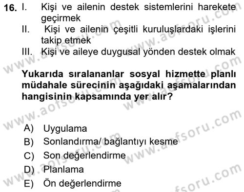 Sosyal Hizmette Kayıt Tutma Ve Rapor Yazma Dersi 2022 - 2023 Yılı Yaz Okulu Sınav Soruları 16. Soru