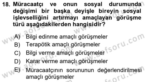 Sosyal Hizmette Kayıt Tutma Ve Rapor Yazma Dersi 2022 - 2023 Yılı Yaz Okulu Sınav Soruları 18. Soru