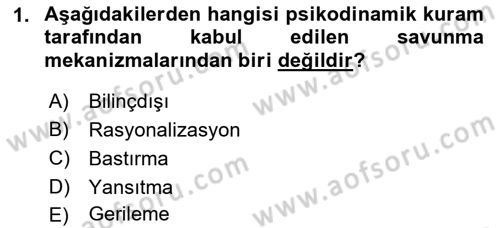 İnsan Davranışı Ve Sosyal Çevre 1 Dersi 2017 - 2018 Yılı (Vize) Ara Sınav Soruları 1. Soru