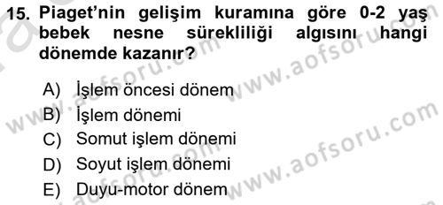 İnsan Davranışı Ve Sosyal Çevre 1 Dersi Ara Sınavı Deneme Sınav Soruları 15. Soru