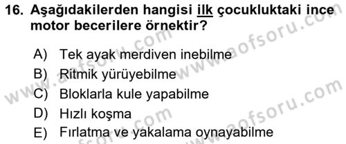 İnsan Davranışı Ve Sosyal Çevre 1 Dersi 2017 - 2018 Yılı (Vize) Ara Sınav Soruları 16. Soru