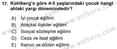 İnsan Davranışı Ve Sosyal Çevre 1 Dersi 2017 - 2018 Yılı (Vize) Ara Sınav Soruları 17. Soru