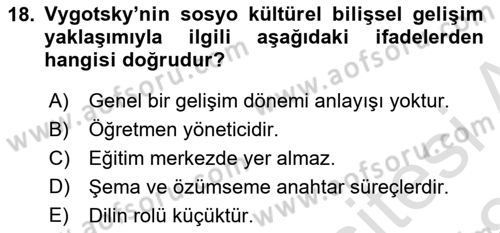 İnsan Davranışı Ve Sosyal Çevre 1 Dersi Ara Sınavı Deneme Sınav Soruları 18. Soru