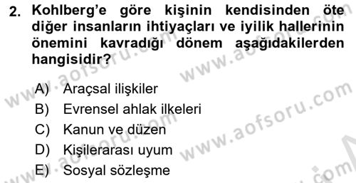 İnsan Davranışı Ve Sosyal Çevre 1 Dersi Ara Sınavı Deneme Sınav Soruları 2. Soru