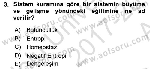 İnsan Davranışı Ve Sosyal Çevre 1 Dersi Ara Sınavı Deneme Sınav Soruları 3. Soru