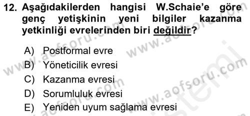 İnsan Davranışı Ve Sosyal Çevre 1 Dersi 2017 - 2018 Yılı (Final) Dönem Sonu Sınav Soruları 12. Soru