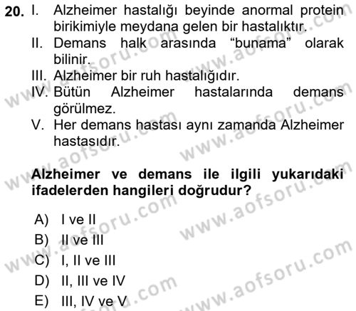 İnsan Davranışı Ve Sosyal Çevre 1 Dersi 2017 - 2018 Yılı (Final) Dönem Sonu Sınav Soruları 20. Soru