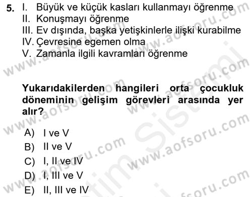 İnsan Davranışı Ve Sosyal Çevre 1 Dersi 2017 - 2018 Yılı (Final) Dönem Sonu Sınav Soruları 5. Soru