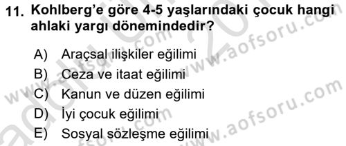 İnsan Davranışı Ve Sosyal Çevre 1 Dersi 2018 - 2019 Yılı 3 Ders Sınav Soruları 11. Soru