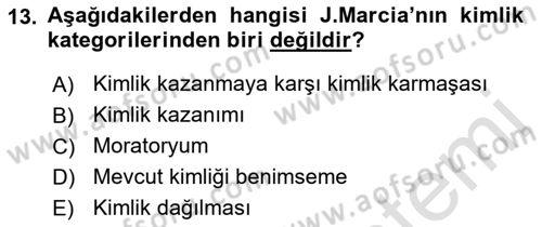 İnsan Davranışı Ve Sosyal Çevre 1 Dersi 2018 - 2019 Yılı 3 Ders Sınav Soruları 13. Soru