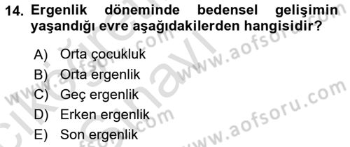 İnsan Davranışı Ve Sosyal Çevre 1 Dersi 2018 - 2019 Yılı 3 Ders Sınav Soruları 14. Soru