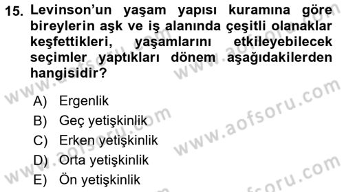 İnsan Davranışı Ve Sosyal Çevre 1 Dersi 2018 - 2019 Yılı 3 Ders Sınav Soruları 15. Soru