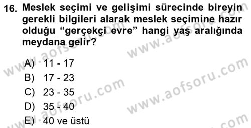 İnsan Davranışı Ve Sosyal Çevre 1 Dersi 2018 - 2019 Yılı 3 Ders Sınav Soruları 16. Soru